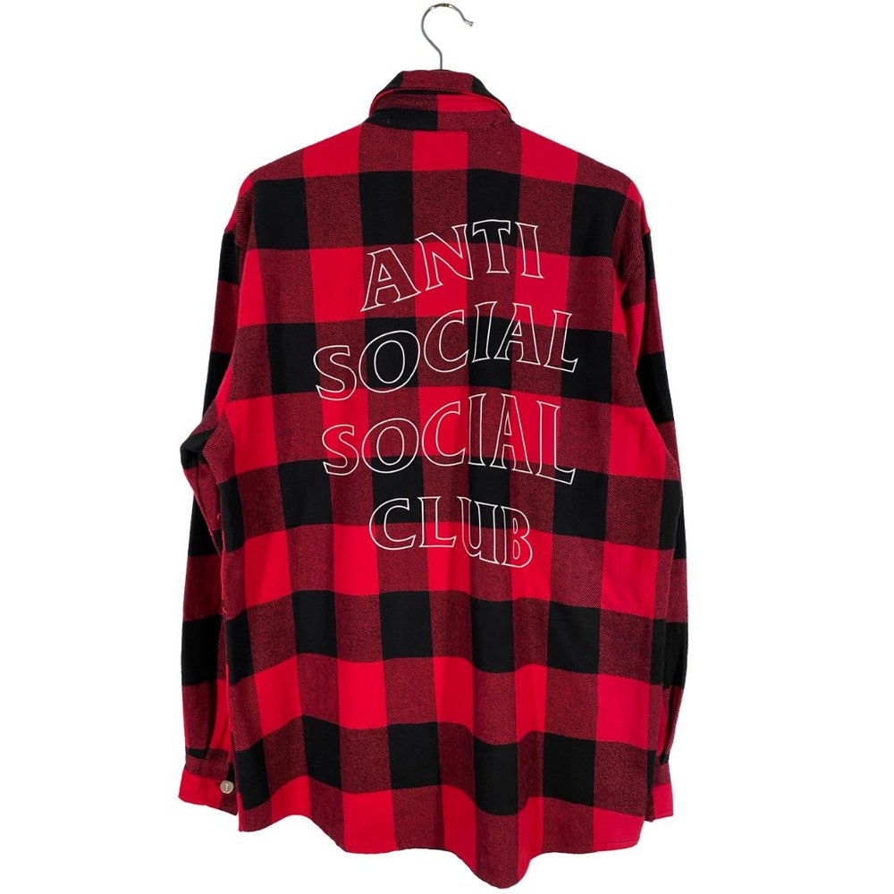 Anti Social Social Club Heavy Outline Flannel Red mens size medium